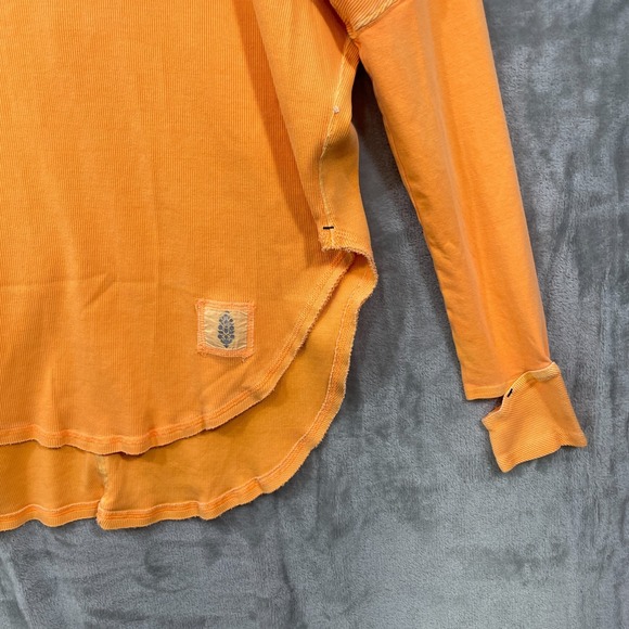 Free People FP Movement Simply Layer Shirt Small Orange Ribbed L/S Oversized - Picture 2 of 8